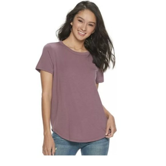 SO Tops - Juniors' SO® Favorite Crewneck Short Sleeve Tee - Medium - Plum color